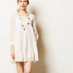 Anthropologie Mauve Embroidered White Tunic Dress